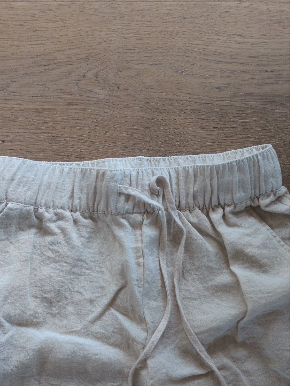 H&M Off White Linen-like Blend Elastic Waist Pants Size Small